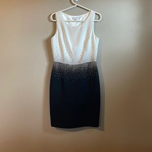 Calvin Klein dress, black and white with crystals in center. Worn once